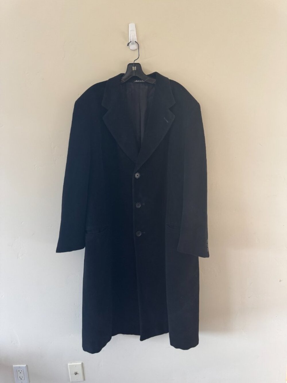Giorgio Armani Le Collezioni Black Virgin Wool Overcoat Made In Italy Mens L